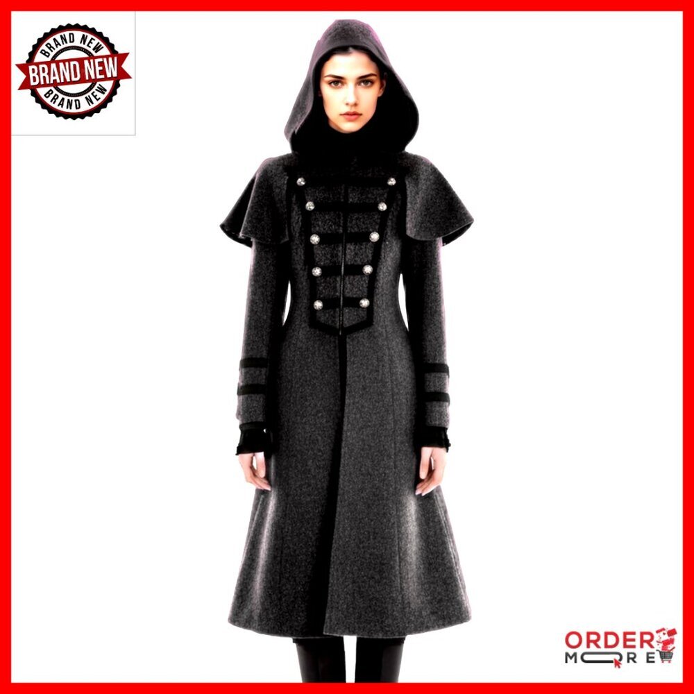 Small Tailcoat Pirate Jacket Victorian Gothic Hooded Long Coat Winter